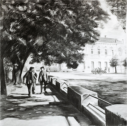 drawings of the city of gradiska by the painter Aleksandar Obrenovic